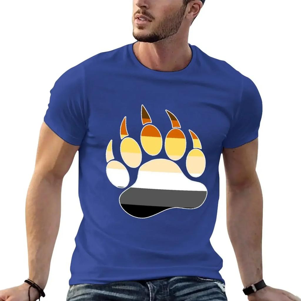 New Arrival Summer Vintage Fashion Style Vintage Funnys Sweat Oversized T Shirts for Men Gay Bears Pride Flag Bear Paw T-Shirt