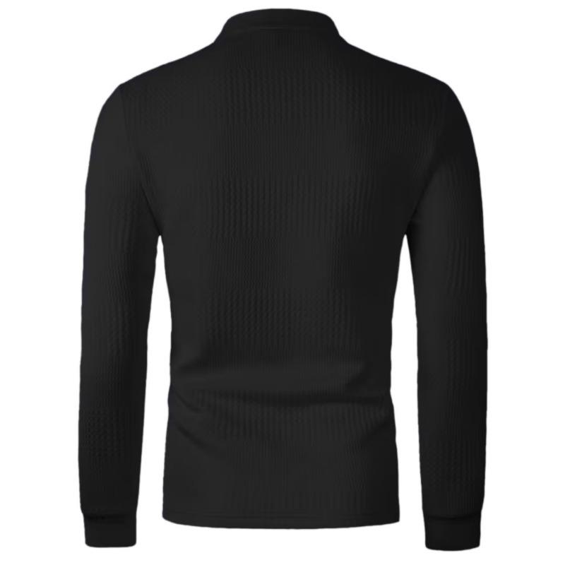 Autumn New Solid Color Jacquard Sweater Long-sleeved Slim Lapel Men's Top