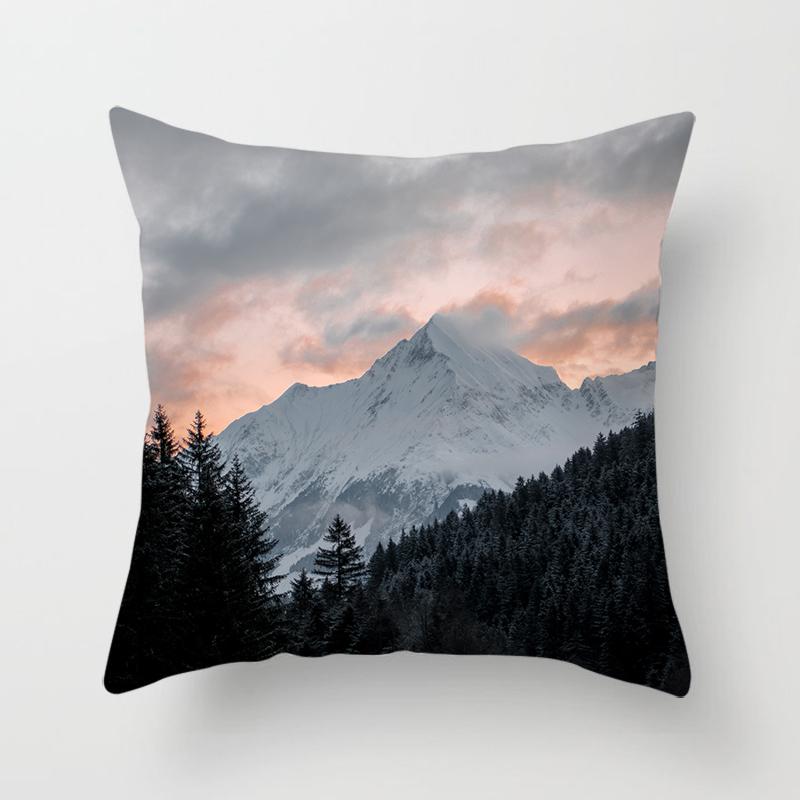 Natural Landscape Printing Pillowcase Sofa Car Decoration Office Seat Cushion Cover Room Bedside Home Decoration 45x45cm
