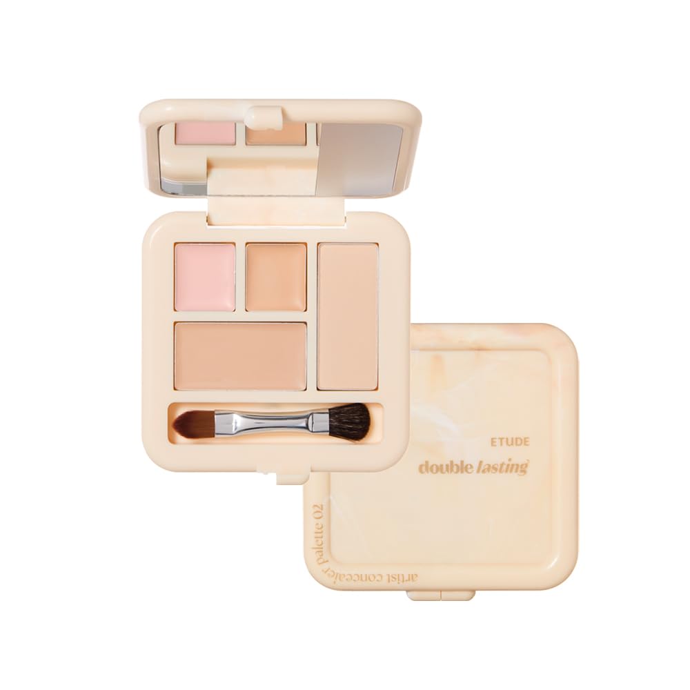 

Палитра консилеров ETUDE Double Lasting Concealer со смешанным покрытием для темной кремовой пудры, натуральный цвет, 1 шт. [Etude Official] встроенное зеркало, зона, встроенный наконечник,