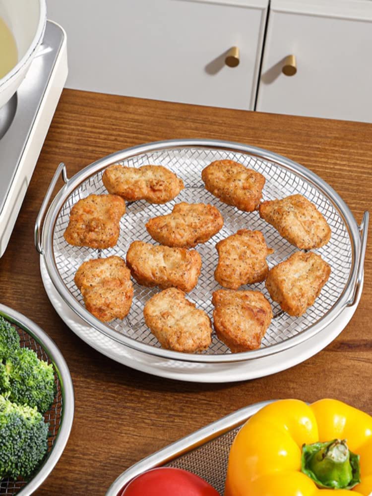 Stainless Steel Steaming Oil Draining Steaming Vegetable Cooking Mesh Frying Tempura Vegetable Draining Tabletop 22cm Basket, Plate, Basket, Basket,