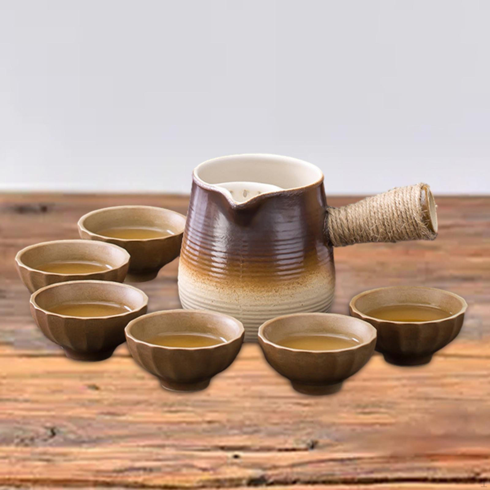 500ml Ceramic Teapot And 6 Cups Loose Leaf Tea Infuser Maker with Anti-scald Handle for