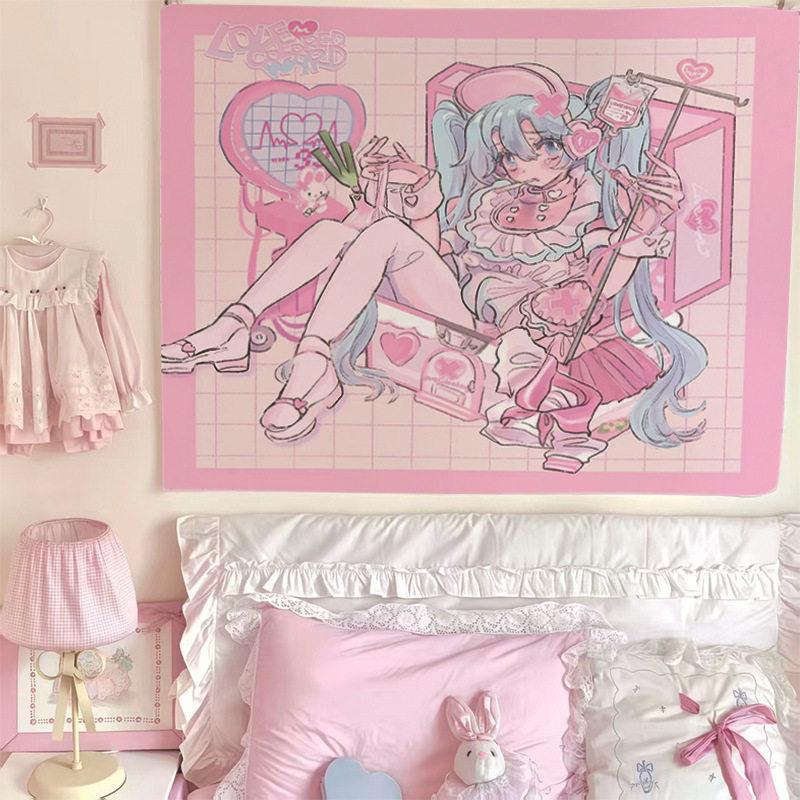 New Hot Cute Girl Style Anime Print Tapestry Wall Hanging For Bedroom Dorm Room Home Wall Decor