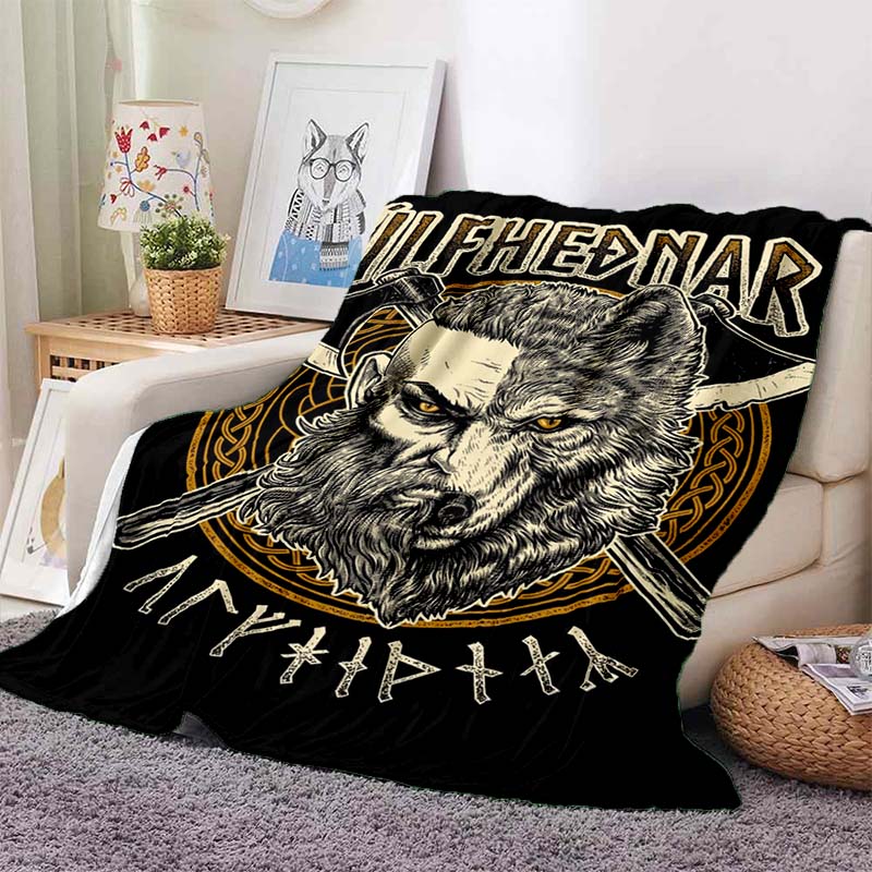 new model Viking Norse Rune Symbol Print Flannel Blanket Cozy Warm Throw Sofa Bedroom Present Indoor Home Seasonal Bedding Decor