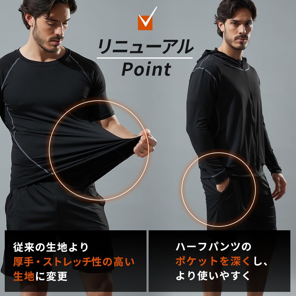 Sokure Compression Wear Simple Solid Color Training Short Sleeve and Tights Men's Set, Wear, Hoodie, T-Shirt, Shorts, (Size M, Black)