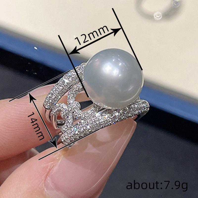 Bague Perle d'Imitation Fille, Tempérament de Princesse Dame, Bague Simple, Bijou Élégant Haut de Gamme