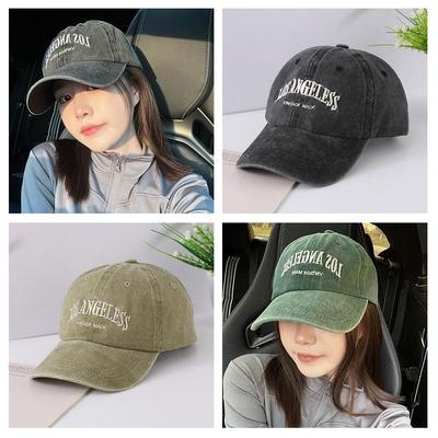 Vintage Washed Distressed Baseball Cap Fisherman Cap Wide Women Portable Embroidery Brim Protec P5U8