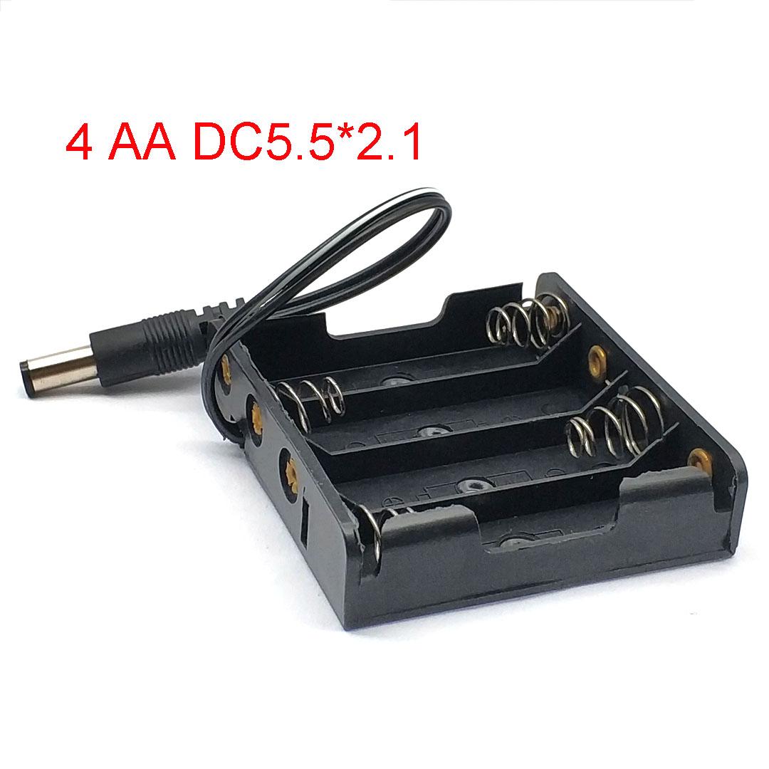 

4 6 слотов портов AA 4AA 6AA 6 В 9 В размер питание батарейный отсек держатель 4s AA 6s AA с проводами DC5.5*2.1 4-AA DC5.5 2.1