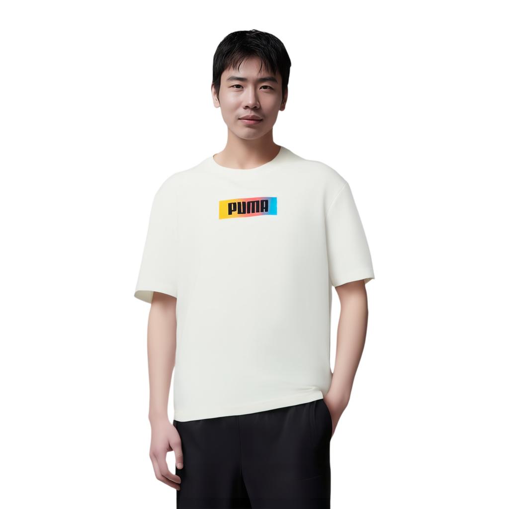 Puma T Shirts Unisex White Crew Neck Moderate Straight Fit 623147-65
