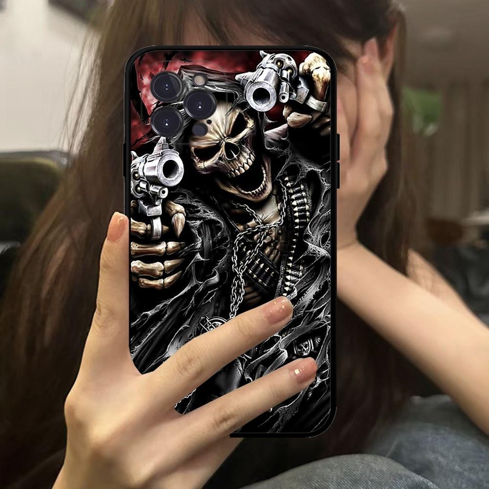 Grim Reaper Skull Skeleton Phone Case For IPhone 16 15 14 11 12 13 Mini Pro XS Max Cover 6 7 8 Plus X Funda Shell