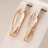 Natural Zircon Long Drop Earrings For Women Fashion  Rose Gold Geometry Cross Unusual Daily Vintage Jewelry