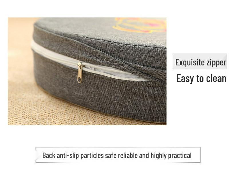 Lněný vyšívaný tatami podsedák na meditaci a zenové klečení - Pratelná podložka na arkýřové okno