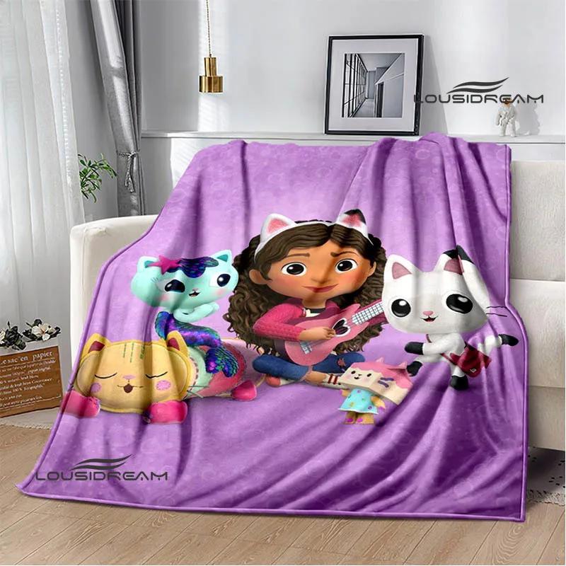 Gabby's Dollhouse Cute Anime Printed Blankets Picnic Blanket Flannel Warm Blanket Travel Blankets Bed Linings Birthday Gift