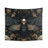 Death's Head Moth Tapestry, Gothic Botanical Wall Hanging, Dark Whimsigoth Wall Cloth, Spooky Cottagecore Background Cloth, Moody Plants