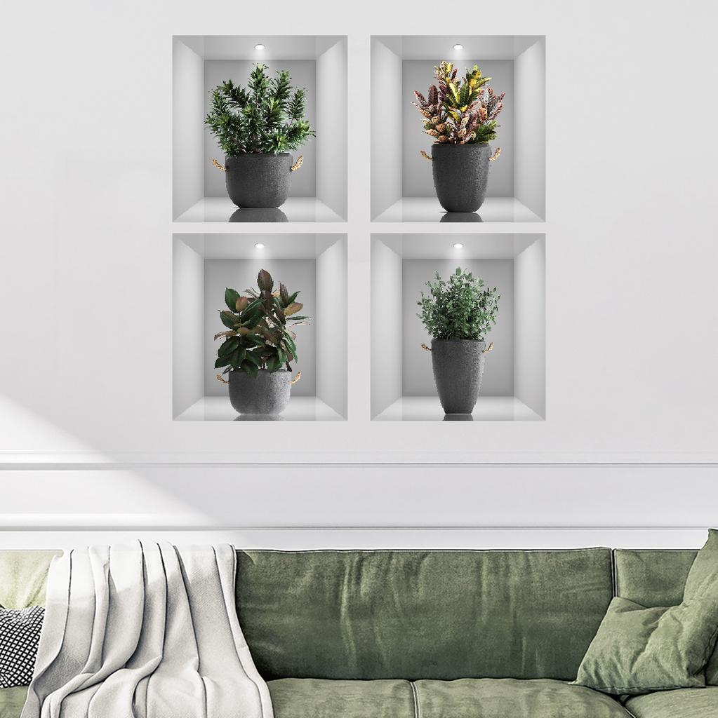 Tropical Green Plants Wall Sticker Self Adhesive Vinyl Decal for Bedroom Living Room Hallway Home Decor