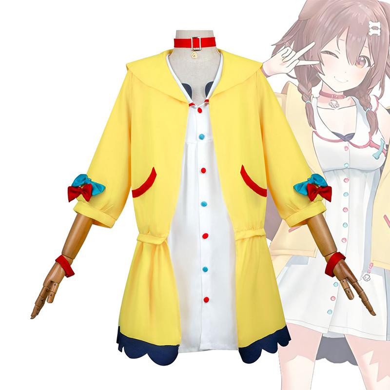 Hololive Inugami Korone Cosplay Costume, Cute Yellow Outfit with Choker for Halloween Party VTuber Anime Cosplay S жёлтый