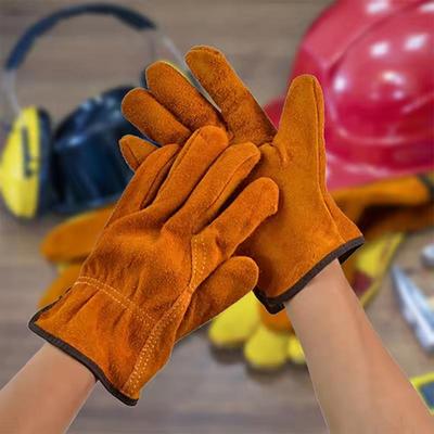 Labor Protection Cowhide Gloves Double-layer Yellow Safety Welding Wear-resistant Gloves Personal Protective Equipment