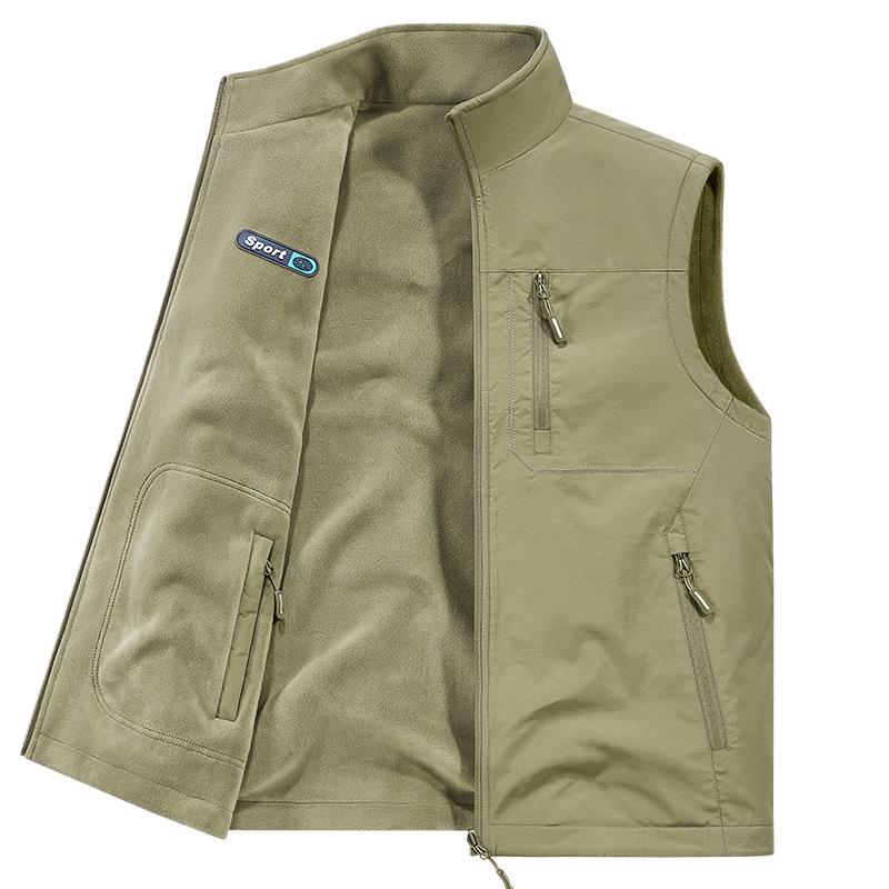 

2025 Men s Double-Sided Sherpa Fleece Vest - Autumn/Winter Outdoor Casual, Extra Thick & Warm. M хакі