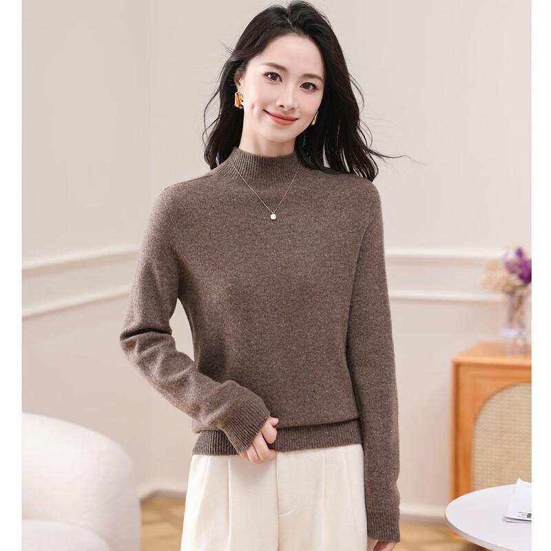 SNOWFLYING Women's Merino Wool Semi-High Neck Sweater