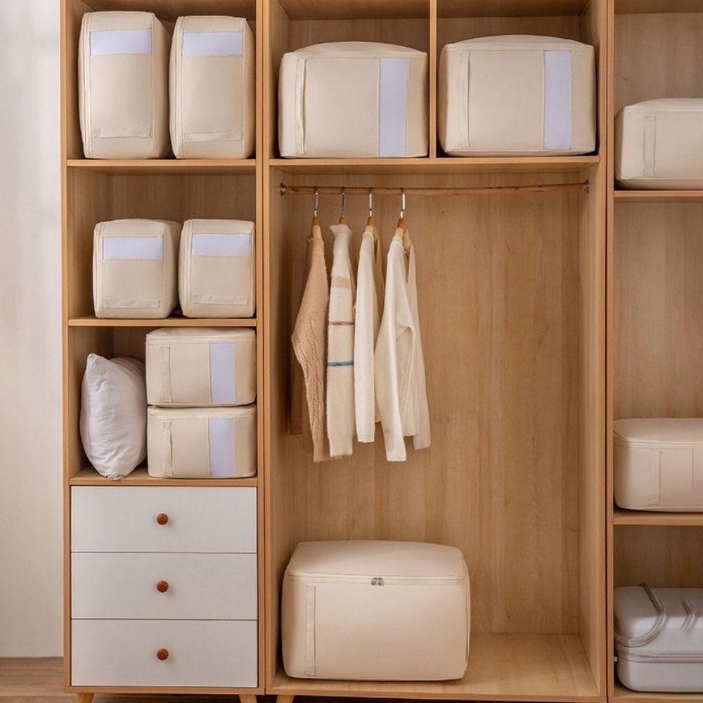 Oxford Cloth Cotton Quilt Storage Bag Visible Luggage Storage Bag Clothes Moving Bag  for Bedroom