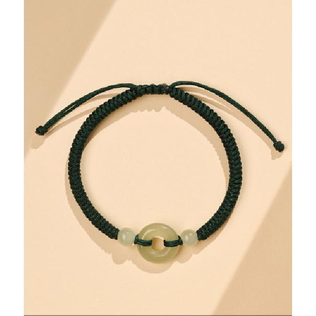 Hetian Jade Peace Buckle Red Rope Bracelet for Men and Women, Couple's Bracelet, Red Rope for the Year of the Horse, Gift for Girlfriend