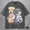 Drie Alpaca Retro Grafische T-shirts, Vintage Alpaca Maan T-shirt, Alpaca Liefhebbers, Grappig Alpaca T-shirt, Oversized Gewassen T-shirt, Alpaca Vintage Shirt