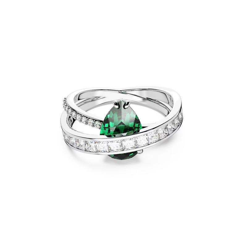 Swarovski Hyperbola Hyperbola Inlay Brass Crystal White Gold Plated Cubic Zirconia Ring Women s Green 5665362