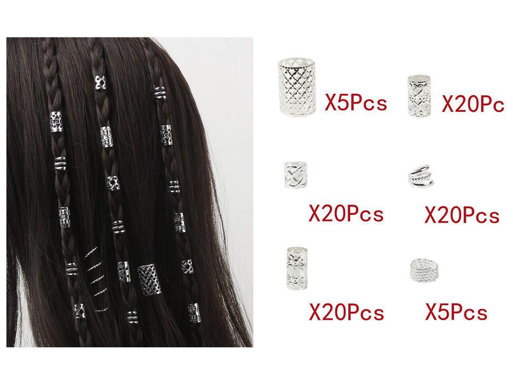 40pcs European & American DIY Dreadlock Hair Accessories - Iron Ring Hollow Extensions