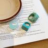 Exaggerated Gradient Resin Square Ring: Retro, High-End Style for Women