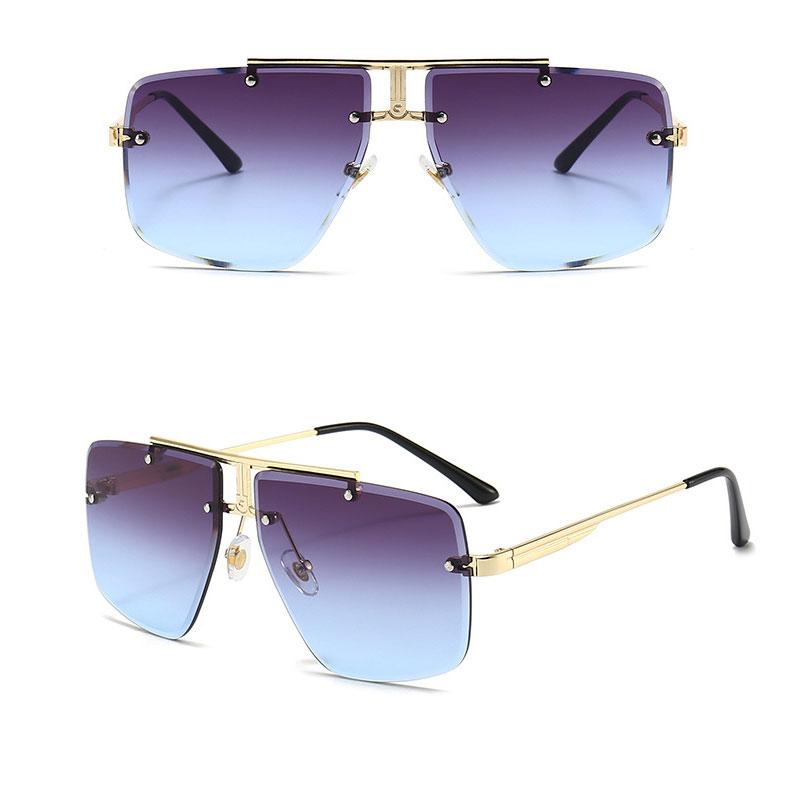 Fashion Frameless Cool Men Driving Glasses Goggle Summer Gradient Sunglasses Vintage Pilot Sun Glasses Punk