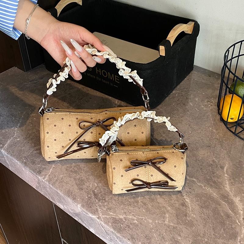 Kids Dot Pattern Canvas Mini Backpack With Adjustable Straps For Daily Use