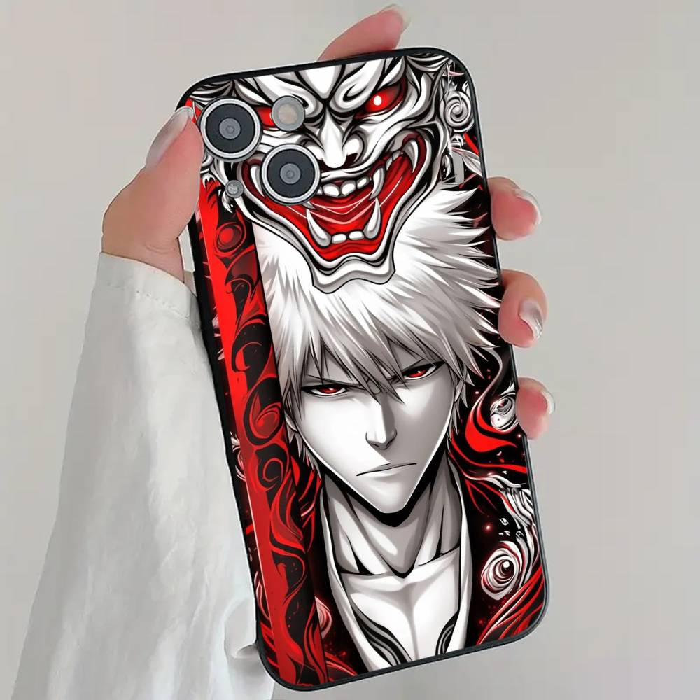 Anime B-Bleach Phone Case Cool Black Silicone Soft For IPhone 16 15 14 13 12 11 X XR Plus Pro Max Plus