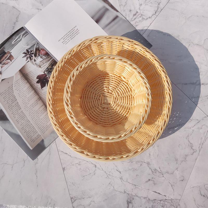 Creative Round Handwoven Rattan-Style Basket for Snacks & Dried Fruit