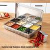 Yunshuang Commercial Stainless Steel 8-Compartment Condiment Box with Lid