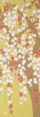 Färgning Anbo Handduk Plommon Vår Autentisk Tillverkad i 35cm x 100cm "Gråtande Blommor, Färger" Färgad, 100% Bomull, Tokuoka, Japan,