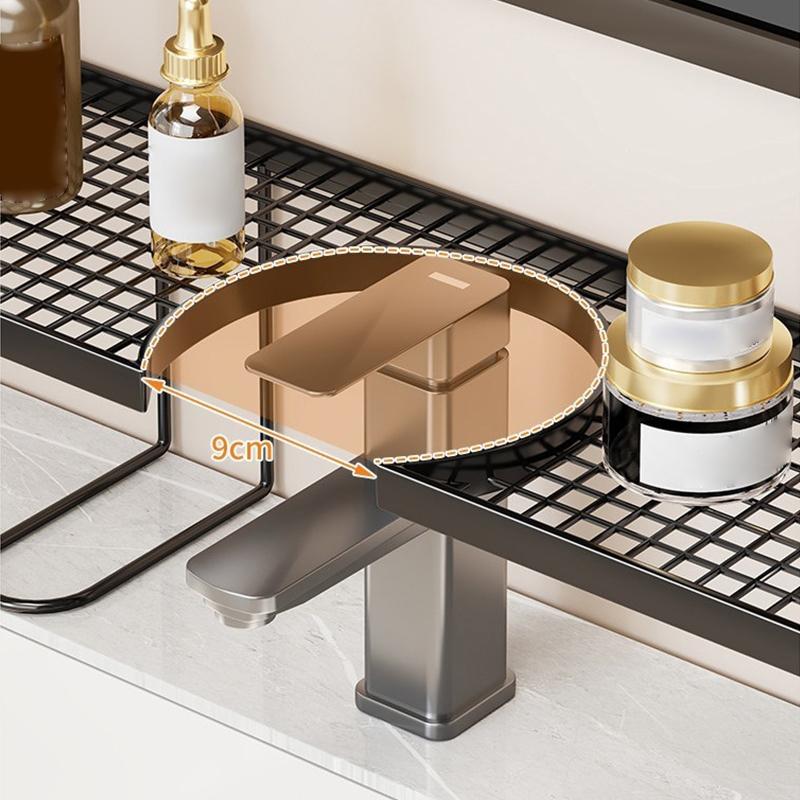 Household Mirror Front Toilet Rack Bathroom Washstand Wall-Mounted Faucet Non-Punching Sink Storage Multifunctional Fashion