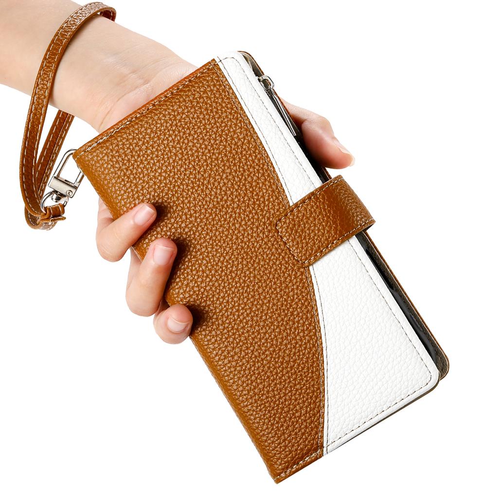 For Samsung Galaxy A17 5G/A17 4G/A26 5G Case Zipper Wallet Color Splicing Leather Flip Phone Cover with Straps