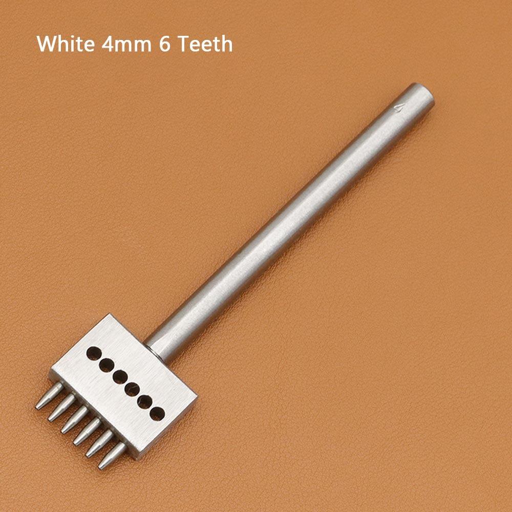 1Pcs New 2/4/6Teeth Leather Punching Tool Manual 4/5/6/8mm Hole Punch Tool Hole Spacing Drilling Steel Round Punch Die Set
