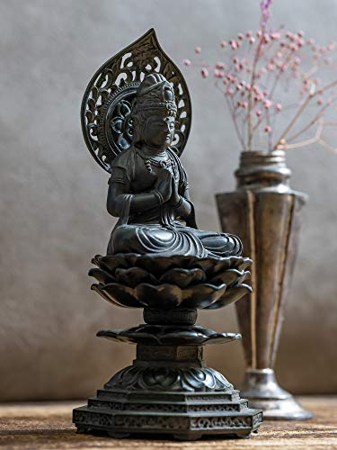 15cm Seishi Bodhisattva Buddha Statue (Antique Bronze) by Sculptor: Makita Shuun. Original model (born in the Year of the Horse). Zodiac guardian deit