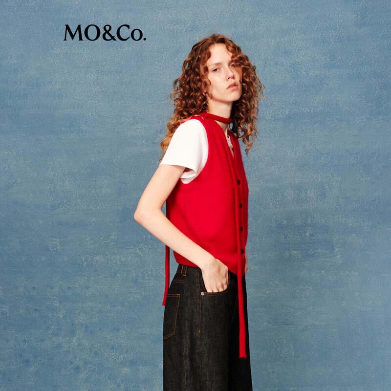 MO&Co. Women's V-Neck Lamb Wool Knit Vest