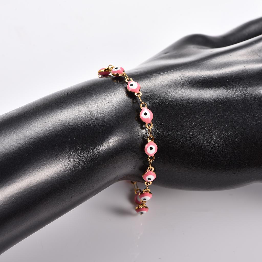 4mm Stainless Steel Round Turkish Evil Eye Bracelet Link Hand Chain for Women Girl Wristband Anklets Metal Jewelry Summer Gift