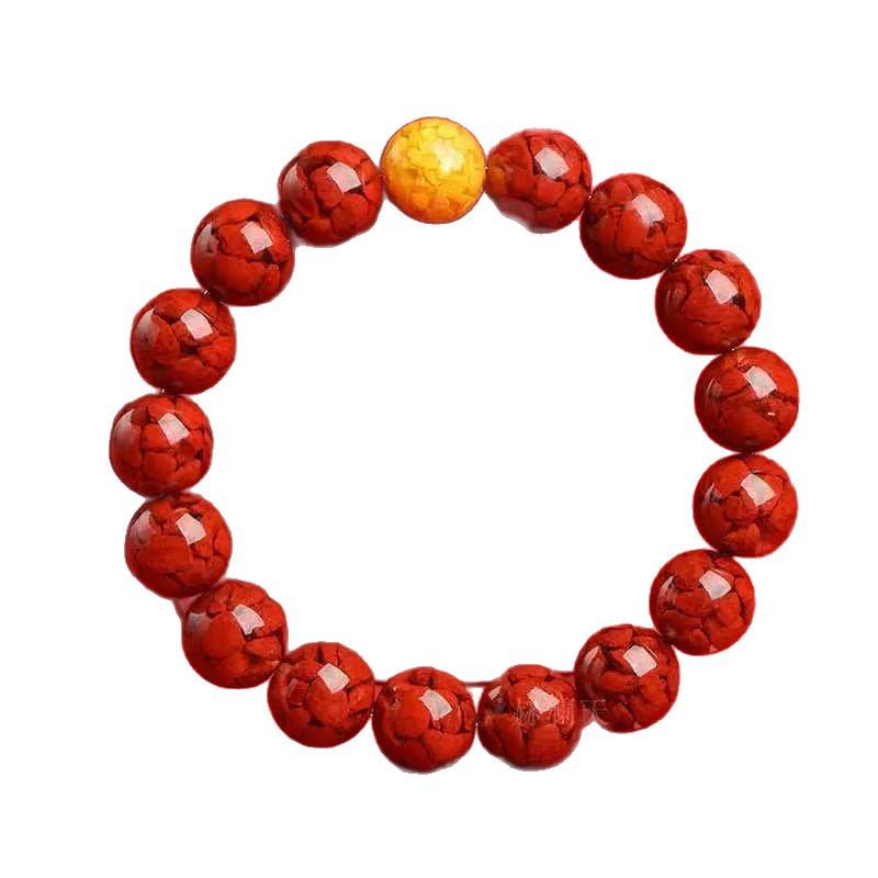 Natural Cinnabar & Realgar Purple Gold Red Sand Crystal Bracelet