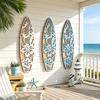 Wooden Surfboard Wall Hanging Decor Coastal Beach Hollow Surfboard Wall Art for Summer Tropical Bedroom Living Room Decoration