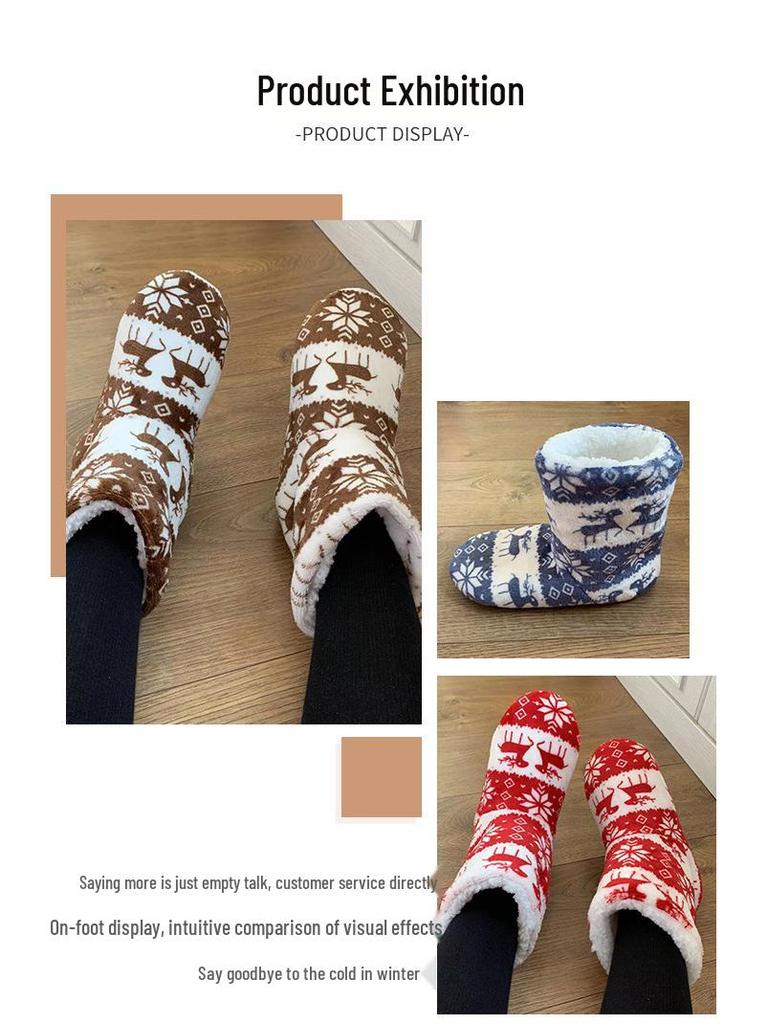 Weihnachtsserie Indoor Baumwollpantoffeln: Gemütliche Winter-Hausschuhe für Damen und Herren