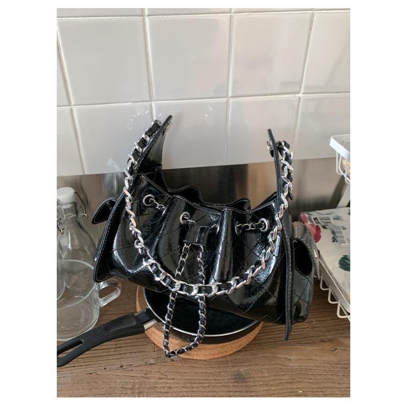 

Fashion bag Rhombus chain drawstring shoulder bag women s large-capacity high-end fashionable messenger bag чёрный