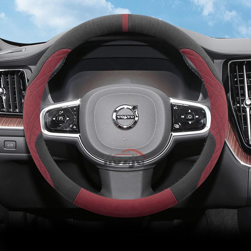 Suede Car Steering Wheel Cover for Volvo XC60 XC40 XC90 V90 S90 V60 S60 V40 EX90 EM90 Steering Wheel Accessories