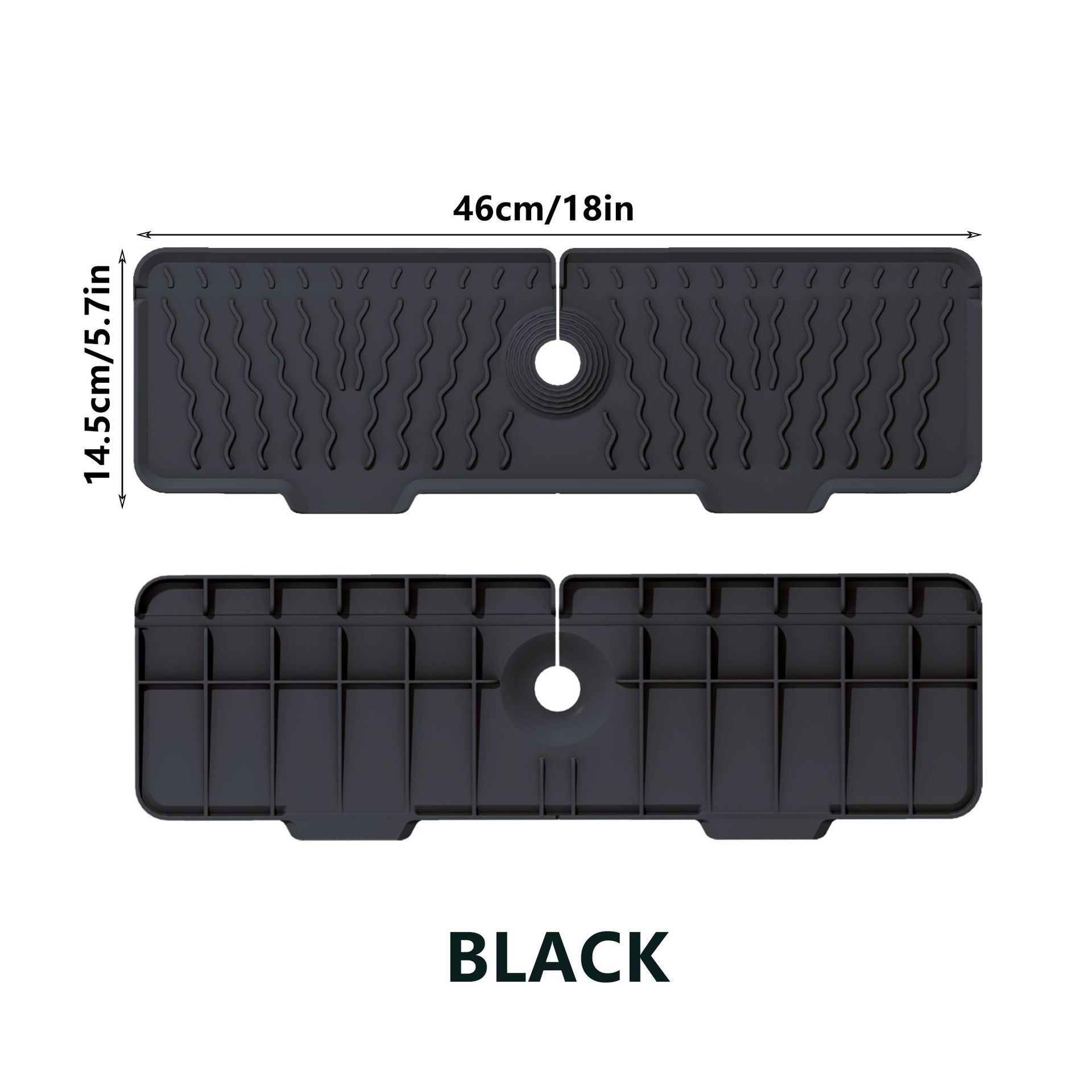 

Durable Non-Slip Sink Mat Featuring an Inclined Drainage Design, Collapsible Gray/Black, Easy to Clean Silicone Material, Ideal for Sinks, Dishwasher M чорний