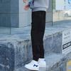 Li Ning Logo Patch Loose Fit Cuffed Casual Long Pants Knitted Sports Pants Men Bottoms Black AKXR459-1