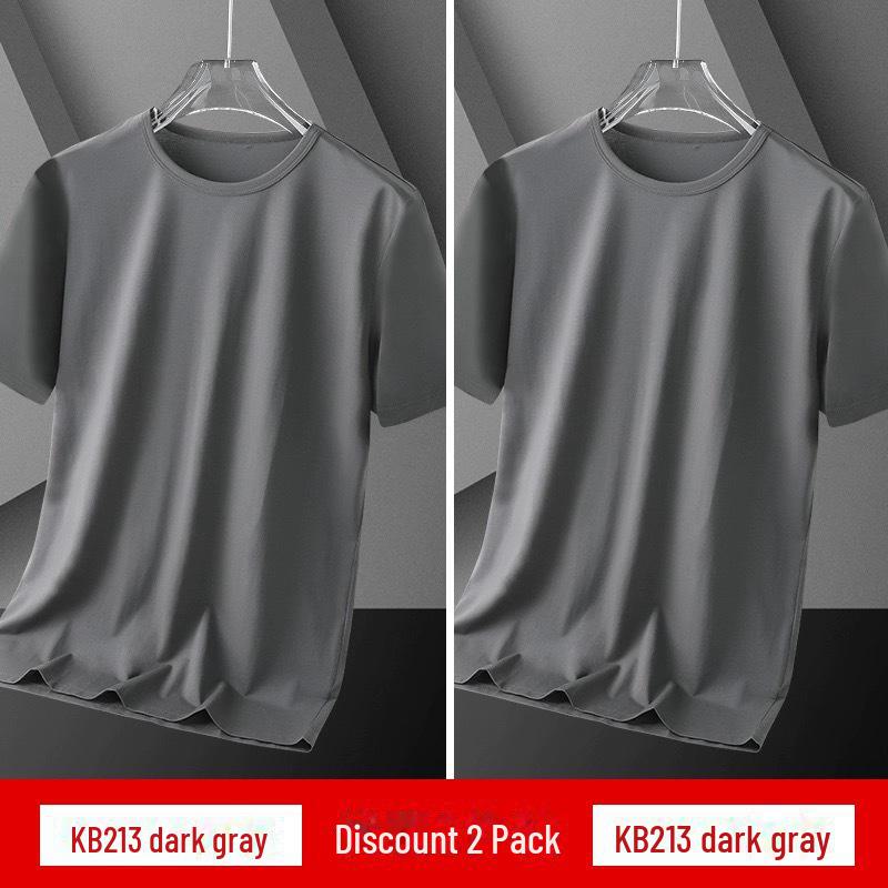 Men's Loose Fit Ice Silk Solid Color Short-Sleeve T-Shirt - Simple & Versatile Summer Style