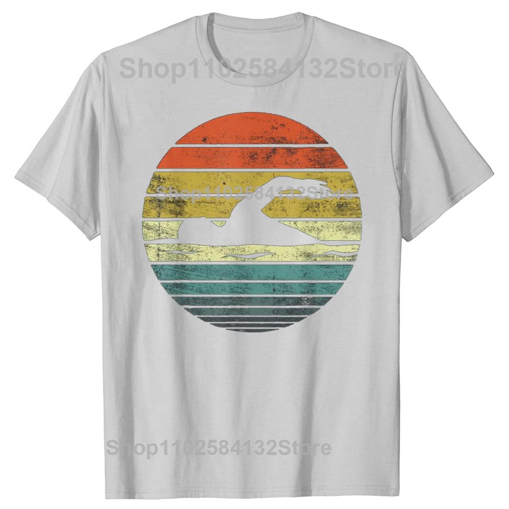 Swimmer Retro Vintage Sunset Swim Swimming Tshirts Men Womens Fashion Casual Tshirt 100 Cotton Loose Oversized T Shirt
